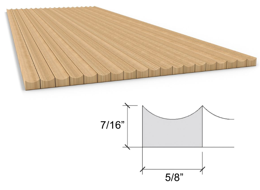 TBR-001 wooden tambour profile and drawing